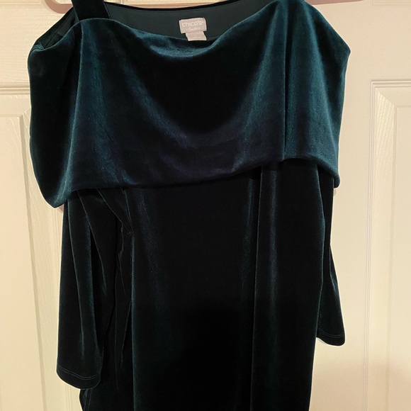 Chico’s Travelers Green Velvet Top Size 2, Large. 3/4 sleeves, unworn, Holiday! - Picture 6 of 13